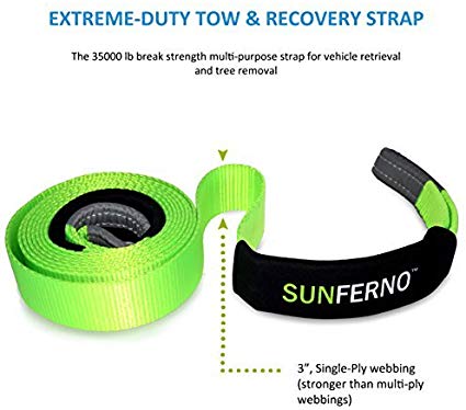 Protective Loops Bonus Storage Bag Off Road Truck Accessory Heavy Duty Winch Snatch Strap Water-Resistant Otherya Tow Recovery Strap 3 x 30 Recover Your Vehicle Stuck in Mud/Snow